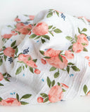 Watercolor Roses Cotton Muslin Swaddle