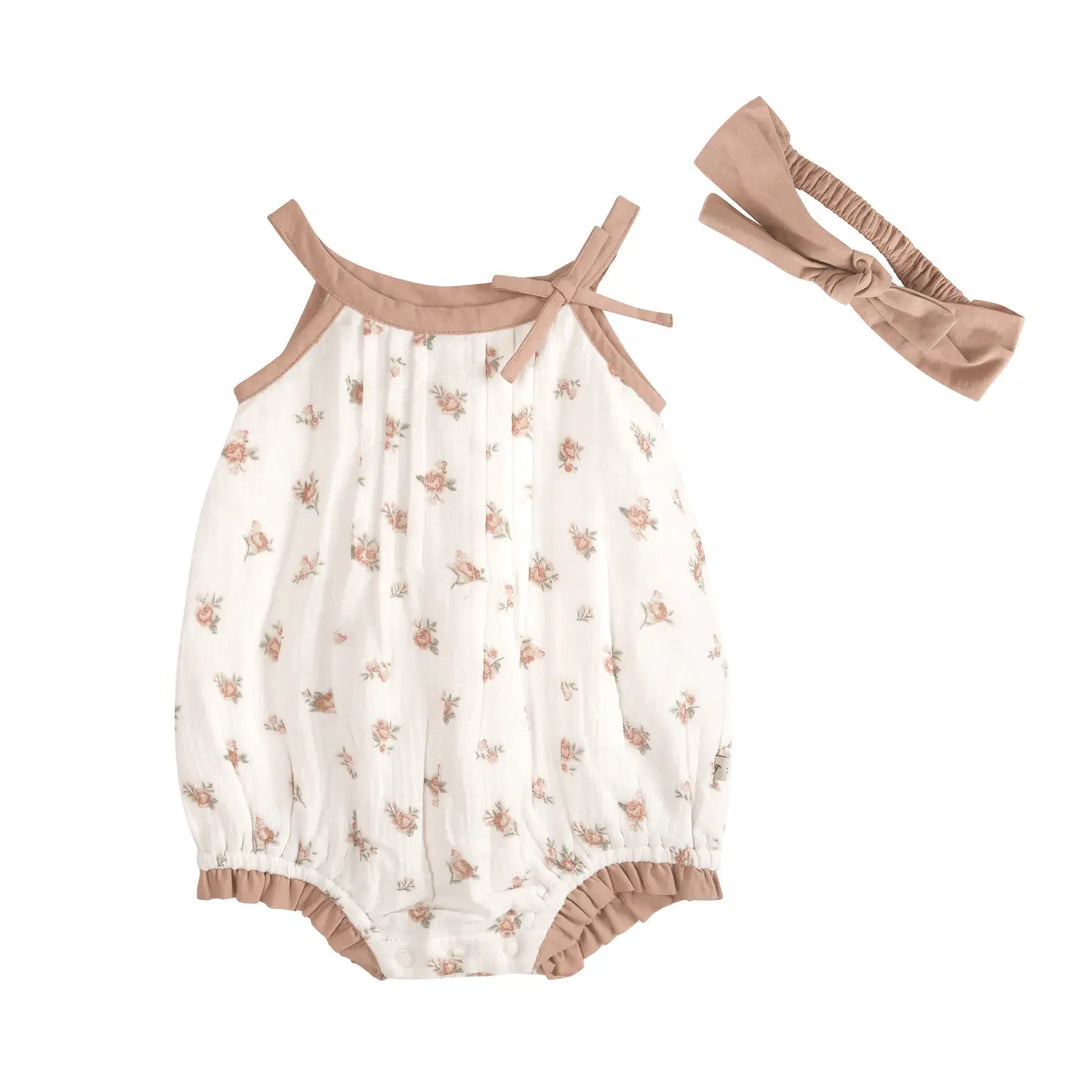 Tea Rose Romper/Headband