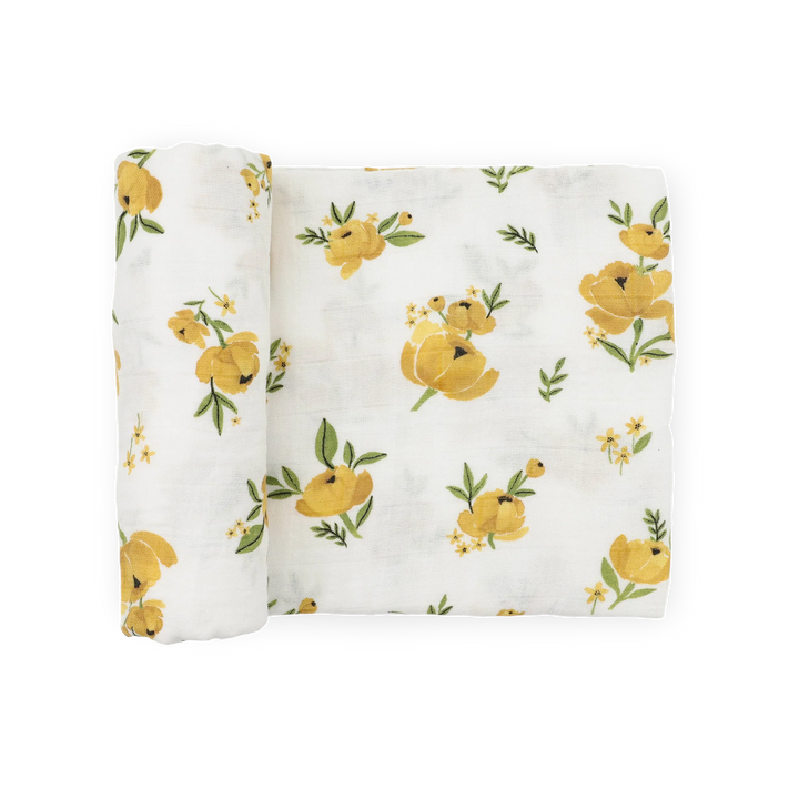 Yellow Roses Organic Cotton Muslin Swaddle