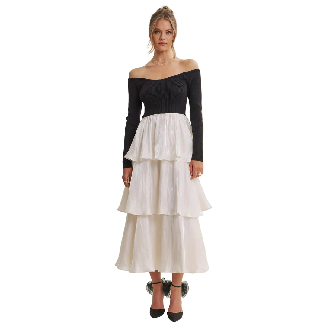 Saskia Dress - Black/Pearl
