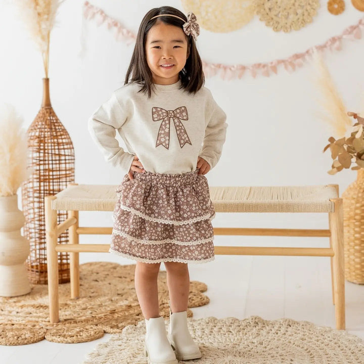 Mocha Floral Bow Sweatshirt