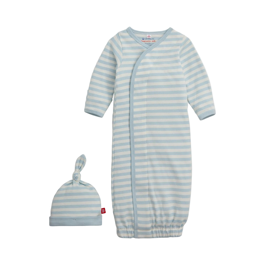 Blue Stripe Gown & Hat Set