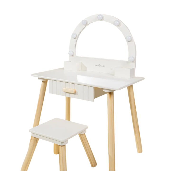 Vanity with Lighted Mirror & Stool