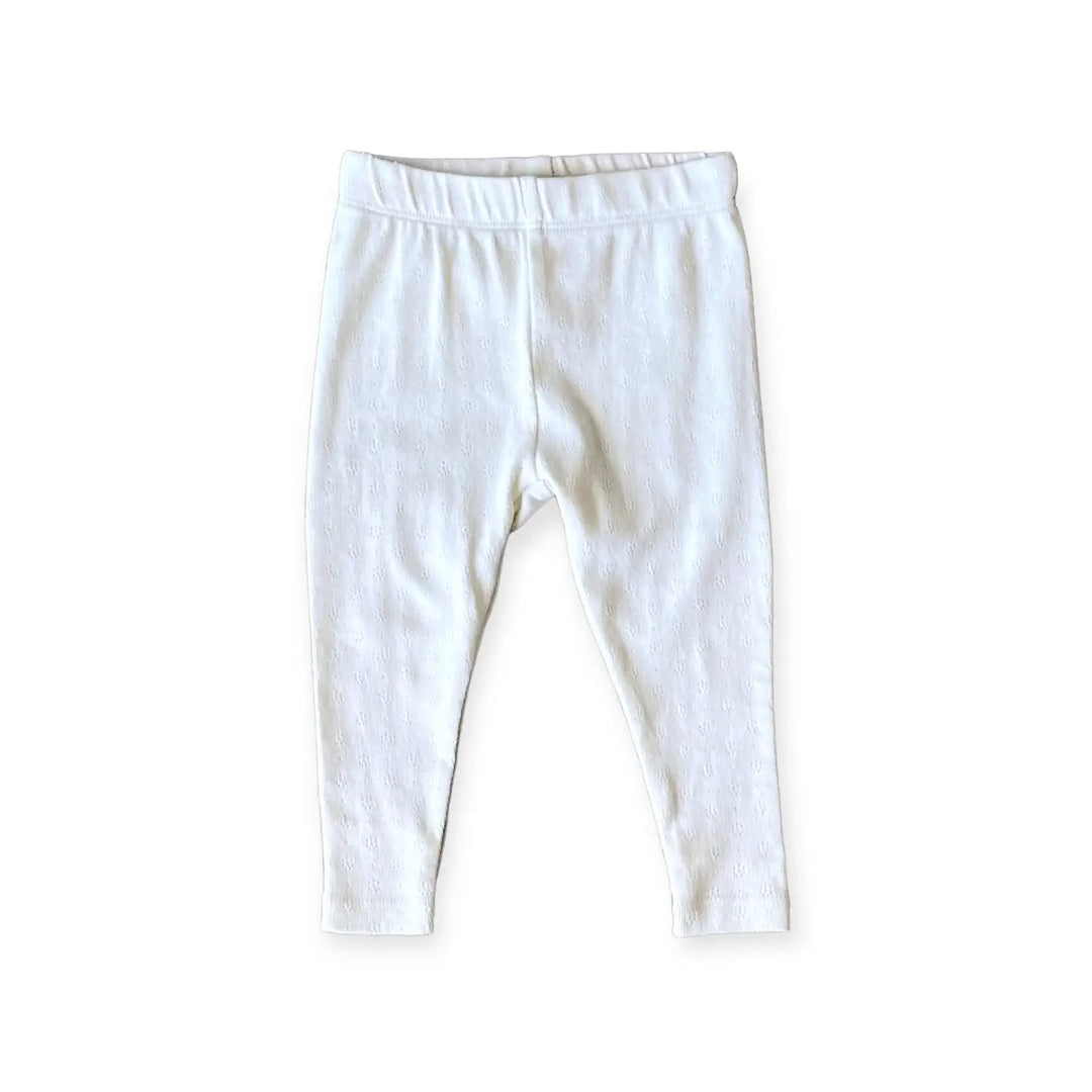 Pointelle Knit Leggings - White