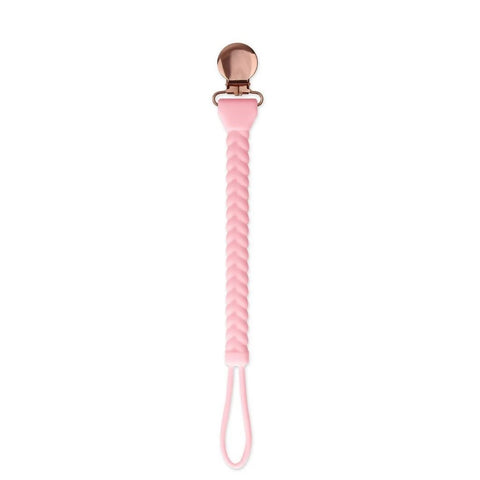 Pink Braid - Sweetie Strap Silicone Pacifier Clip