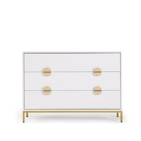 Chicago 3-Drawer Dresser - White/Gold
