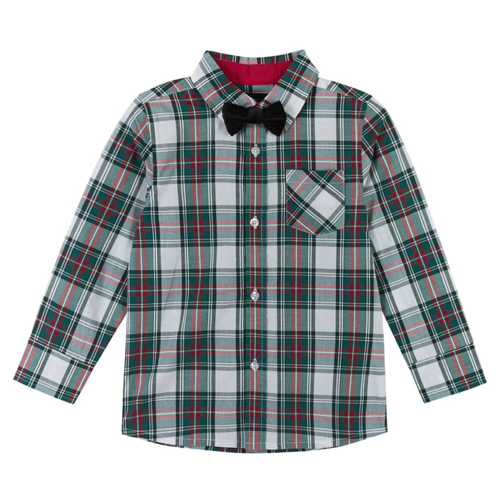 Boys Plaid Poplin & Bowtie Set