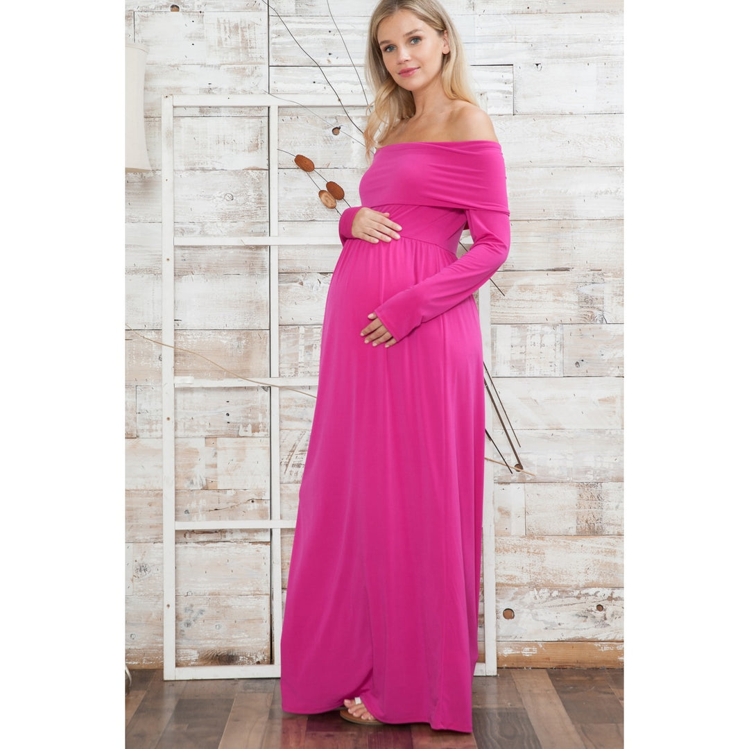 Fuchsia Off Shoulder Maxi Dress