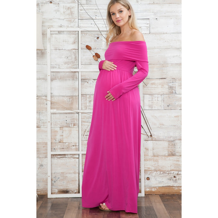 Fuchsia Off Shoulder Maxi Dress