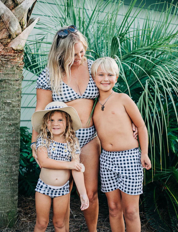 Black Gingham Cap Sleeve Bikini