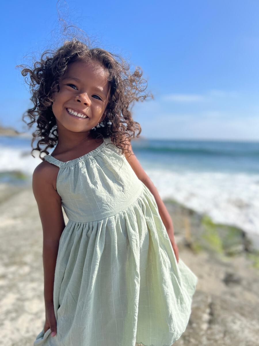 Stella Dress - Sage Grid